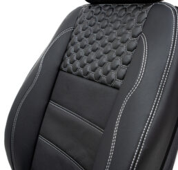 Piton Hexagony Leather White Car Seat Cushion Cover Made in EU