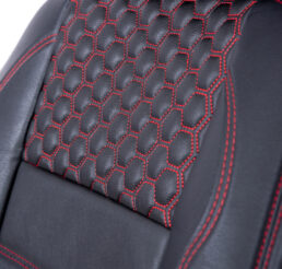 Piton Hexagony Leather Red Car Seat Cushion Cover Made in EU