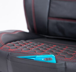 Piton Hexagony Leather Red Car Seat Cushion Cover Made in EU