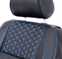 Piton Hexagony Leather Blue Car Seat Cushion Cover Made in EU