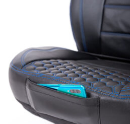 Piton Hexagony Leather Blue Car Seat Cushion Cover Made in EU